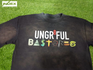 T-shirts délavés à l'acide de grande taille pour hommes de haute qualité 100% coton épais en détresse soleil fané pour peigné personnalisable - Product Image 6