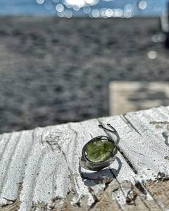 925 Sterling Silver <b>Ring</b> with Natural Raw Moldavite <b>Crystal</b> Elegant Handmade Jewelry - Product Image 4