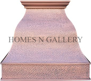 Hotte de cuisine murale en cuivre faite sur mesure, artisanale, pour îlot de cuisson, conçue pour les cuisines de villas de luxe, avec cheminée intégrée - Product Image 1