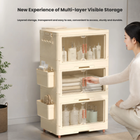 Meuble de rangement de cuisine en plastique, organisateur de vaisselle, armoire à double porte, étagère de rangement anti-poussière pour vaisselle, meuble multi-niveaux