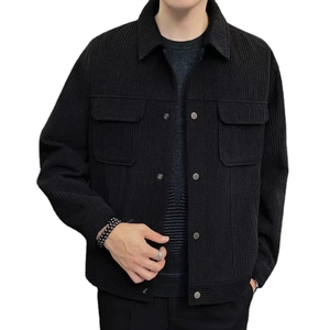 Chaqueta Bomber de pana de Color sólido para hombre de invierno de moda de negocios, forro de lana informal holgado transpirable - Product Image 4