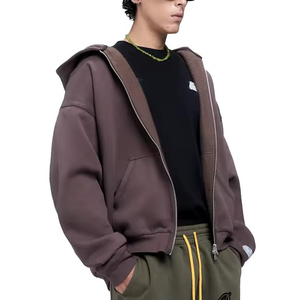 Sweat à capuche décontracté respirant pour hommes 100% coton de haute qualité Boxy Double fermeture éclair sweats à capuche personnalisés à fermeture éclair surdimensionnés coupe ample - Product Image 5