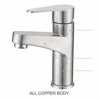 Robinet de lavabo à poignée unique avec capteur infrarouge et distributeur de savon intégré, en cuivre massif, avec cartouche céramique et affichage numérique intelligent