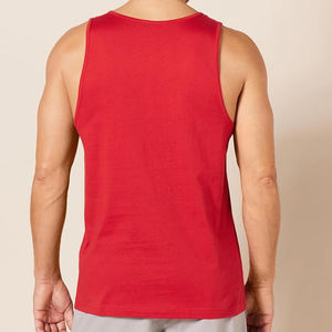 Débardeur de gym côtelé en coton pour hommes, culturisme, stretch, avec logo personnalisé, débardeur de gym en coton de couleur unie pour hommes - Product Image 2