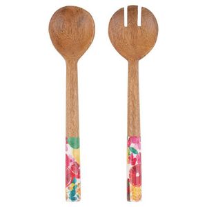 Modern Style Mango Wood Enamel Print Salad Server <b>Set</b> Elegant Home Restaurant Tableware Decoration <b>Flatware</b> for Weddings - Product Image 6