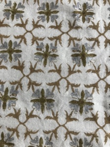 CHHAAPE Tissu en coton imprimé à la main pour femme adulte, motifs floraux et géométriques marron olive sur fond naturel - Product Image 2