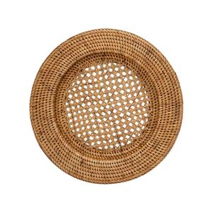 Assiette décorative en rotin avec tissage artistique, parfaite pour les cuisines de style campagnard, salles à manger et salons de ferme - Product Image 1