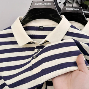 Camiseta DUAA para Hombre, Oversize, Transpirable, Ecológica, Tejida, 200g, Estilo Urbano, Manga Corta, Cuello Redondo, Algodón Jersey, Corte Ajustado, Rayas - Product Image 4