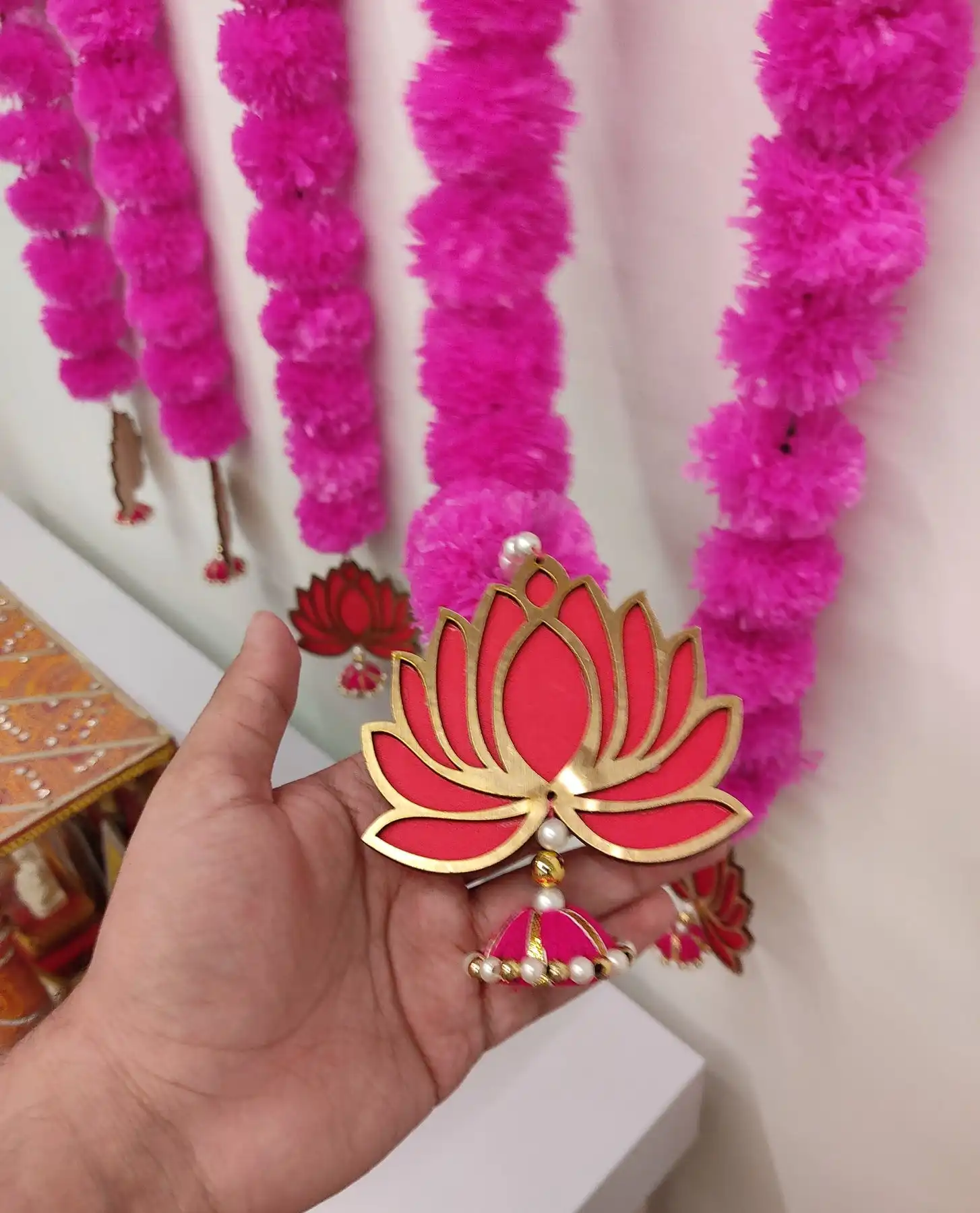 Bunga buatan tangan India menggantung tali teratai untuk dekorasi pernikahan Dekorasi Rumah & Diwali dekorasi grosir