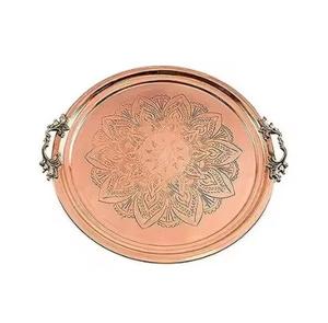 Plateau de service en cuivre martelé de forme carrée, excellent plateau de service en cuivre personnalisé pour la décoration de table haut de gamme - Product Image 6