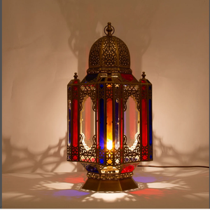 Brass Moroccan <b>Table</b> <b>Lamp</b> With Color Class Handmade Coustmized Moroccan <b>Table</b> <b>Lamp</b> Brass Light Best Selling Product of 2022 - Product Image 2
