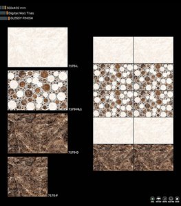กระเบื้องเซรามิกสี่เหลี่ยมขนาด 300x450 มม. คุณภาพพรีเมียม ทนทาน ผิวมันเงา ขัดเงา สำหรับผนังภายใน ลายแบบดั้งเดิม เคลือบสีเมทัลลิก - Product Image 2