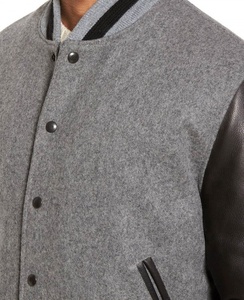 Veste universitaire en toile vintage haut de gamme pour hommes, streetwear de baseball décontractée patchwork - Product Image 4