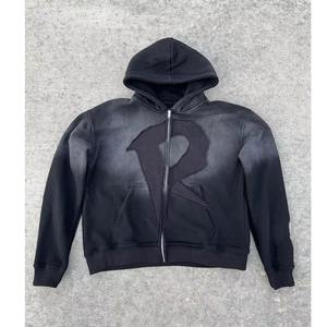 Sweat à capuche zippé à la mode avec marque privée, imprimé à bas prix, fabriqué en usine, pour hommes - Product Image 1