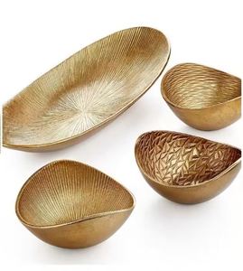 จานอลูมิเนียมสำหรับเสิร์ฟหรือชามสำหรับตกแต่งโต๊ะอาหารดีไซน์หรูหราทำจากโลหะ - Product Image 1