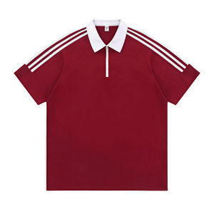 เสื้อโปโลมีซิปไหล่ตกสามบาร์ผ้าฝ้าย200กรัมชุดทำงานลำลองฤดูร้อนเสื้อยืดระบายอากาศได้เครื่องแบบทีม - Product Image 3