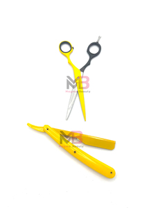 Fait sur mesure 2 pièces utilisation manuelle outils de barbier ciseaux amincissants en acier inoxydable rasoirs de barbier poignées en acier inoxydable commandes en gros - Product Image 4