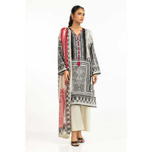 Traje Casual de 3 Piezas para Mujer en Color Beige con Estampado, Decoración Plizada y Cierre de Botones - Product Image 3