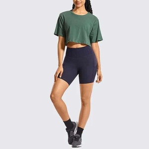 เสื้อเอวลอยสำหรับผู้หญิงเสื้อยืดออกกำลังกายแขนสั้นลำลองระบายอากาศได้เสื้อยืดรัดรูปเซ็กซี่ออกแบบได้ตามต้องการ - Product Image 2