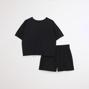 Conjunto de dos piezas de algodón de verano para mujer con top de manga corta y pantalones cortos diseño de logotipo personalizado disponible para venta al por mayor en pedidos al por mayor - Product Image 5