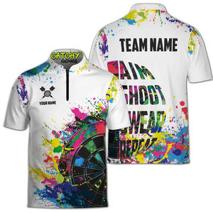 เสื้อลูกดอกทีมลูกดอกแบบติดกระดุมเสื้อลูกดอกแบบมีกระเป๋าเสื้อโปโลพิมพ์ลายดิจิทัลเต็มตัวออกแบบได้ตามต้องการ - Product Image 4