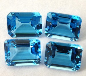 Topaze Bleue Suisse Naturelle Coupe Octogone 8x10mm Facette-Lâche Topaze Bleue Suisse Coupe Octogone - Product Image 5