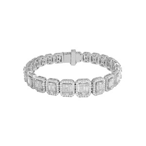 Personalizado hermoso diseño Moissanite Baguette diamante plata esterlina Baguette encanto pulsera regalo de boda para él - Product Image 1