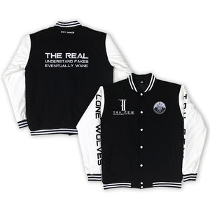 เสื้อแจ็คเก็ตเบสบอลแบบ Letterman คุณภาพสูง ออกแบบโลโก้ปักเองได้หลากหลายแบบสำหรับผู้ชาย  มีตัวเลือกแบบลายด้านหน้า เสื้อแจ็คเก็ตผู้ชาย - Product Image 1