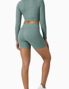 Sujetador deportivo personalizado para mujer y ropa deportiva Crop Tops con pantalones cortos de malla Leggings de yoga Ropa de gimnasio Chándal de entrenamiento físico - Product Image 5