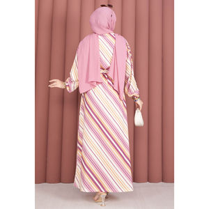 Vestido Casual con Estampado Floral Rosa, Cinturón, Ropa Sostenible de Alta Calidad para Graduación, Transpirable, con Volantes Naturales - Product Image 5