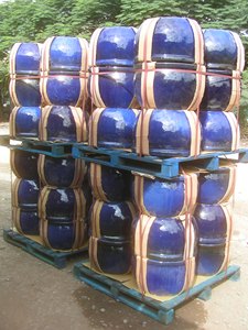 Macetas de exterior de cerámica esmaltada redonda azul para hogar y jardín para flores y jardineras - Product Image 6