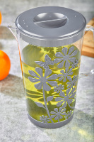 Carafe isotherme moderne en plastique écologique de 2500 ml/84 oz avec couvercle sans BPA et motif floral pour servir des boissons froides