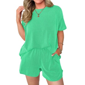 Camiseta pesada de nuevo estilo, conjunto informal de talla grande para mujer, pantalones cortos de manga corta, conjunto de dos piezas, proveedor de exportación del proveedor BD - Product Image 5