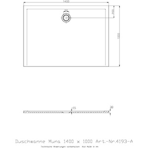 HOESCH MUNA 1400x1000x30mm White Mineral Cast <b>Shower</b> <b>Tray</b> Bath & Toilet Supply Product - Product Image 1