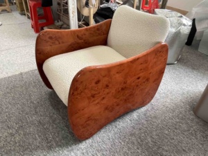 Factory Wholesale Wooden Modern Chaise Lounge Chair <b>Sofa</b> Chairs Burl Wood Chair <b>for</b> Living Room - Product Image 2