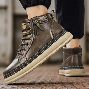 Botas de Senderismo Midi Cómodas de Cuero Genuino Antideslizantes y Resistentes al Desgaste para Hombre, para Todas las Estaciones, Trabajo, Senderismo al Aire Libre - Product Image 6