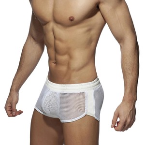 Shorts de sport pour hommes en maille fendue sur le côté, pour la course à pied et le jogging, séchage rapide, polyester, sexy, poche transparente, bas de survêtement - Product Image 5