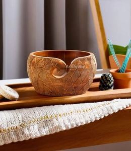 Récipient de projet de tricot de bol de fil en bois tourné à la main pour la couture au meilleur prix du fournisseur indien - Product Image 2