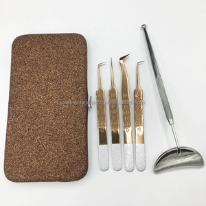 Pinzas Profesionales Personalizables Antiestáticas de Precisión para Pestañas, Acero Inoxidable, Oro Rosa, Plata, Punta de Fibra Brillante - Product Image 3