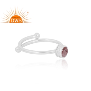 Anillo de piedras preciosas de cuarzo de fresa natural de Plata de Ley 925 de última venta fabricante de joyas - Product Image 4