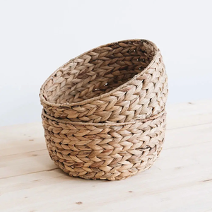 Cuenco tejido de jacinto de agua hecho a mano OEM-Cesta decorativa y de almacenamiento ecológica - Product Image 6