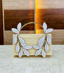 Woman Wooden Fancy Clutch <b>Bag</b> for Wedding Clutch Handbag Resin by Crafts Galore Geometric Bridal Clutch Ladies - Product Image 3