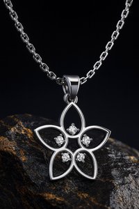 Collier minimaliste en argent sterling 925 plaqué or, fait à la main, avec pendentif en forme de fleur chrétienne, CZ, design floral délicat, pétales - Product Image 2