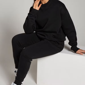 Embroidered Plain Women Heavyweight Sweatshirts Thick 400 GSM Crew Neck <b>Jumper</b> Baggy Crewneck Oversized Sweatshirts - Product Image 3