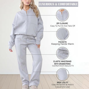 Ensemble de survêtement zippé élégant et personnalisé pour femmes, tendance et pratique pour superposer des survêtements pour femmes - Product Image 3
