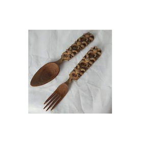 Ensemble de cuillères et fourchettes en bois au Look tendance avec Long manche naturel, cuillère et fourchette de luxe faites à la main, poignées de couverts de meilleure qualité - Product Image 5