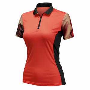 Performance Fabric Custom Logo <b>Lady</b> Short Sleeve Shirt 14 Zip <b>Neck</b> Women Clothes Black <b>Ladies</b> Sport <b>Polo</b> T-shirts - Product Image 2