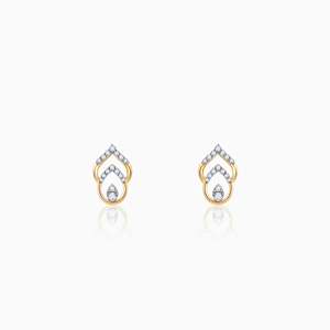 Pendientes de diamantes elegantes de hoja dorada - Product Image 3