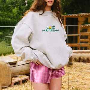 Sweat-shirt à col montant oversize en polaire pour femme, manches longues, épaules tombantes, avec logo sur le devant, écologique, automne/hiver - Product Image 1