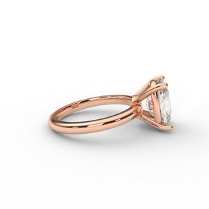 Elegant Cushion Cut Lab <b>Diamond</b> <b>Ring</b> Plain Band 14kt Rose Gold - Product Image 3